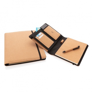 Logo trade promotional merchandise photo of: Deluxe cork portfolio A5 with pen