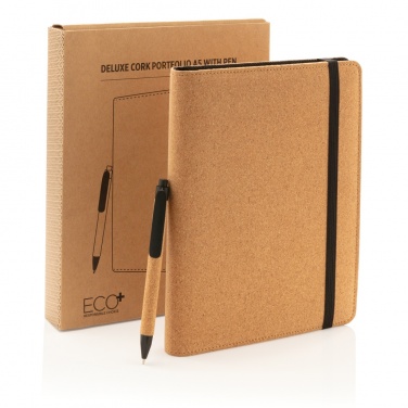 Logo trade advertising product photo of: Deluxe cork portfolio A5 with pen