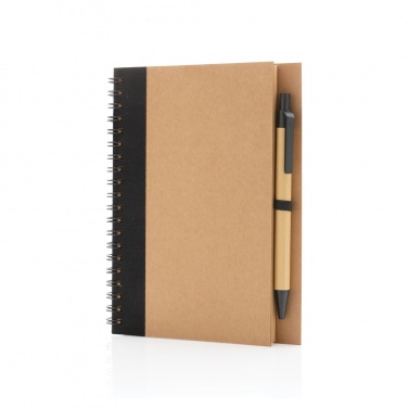 Logo trade business gift photo of: Kraft spiral notebook with pen