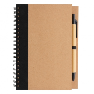 Logo trade promotional item photo of: Kraft spiral notebook with pen