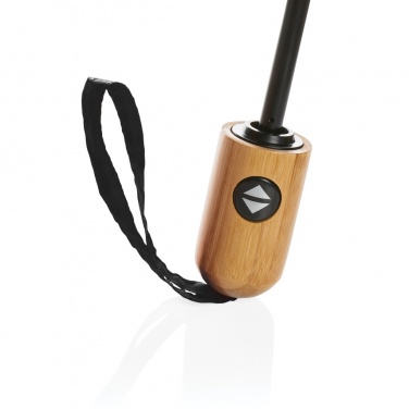 Logo trade advertising products picture of: 21" Impact AWARE™ RPET 190T bamboo auto open/close umbrella