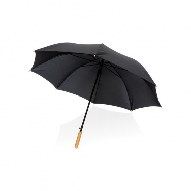 Logo trade promotional giveaways picture of: 27" Impact AWARE™ RPET 190T auto open bamboo umbrella