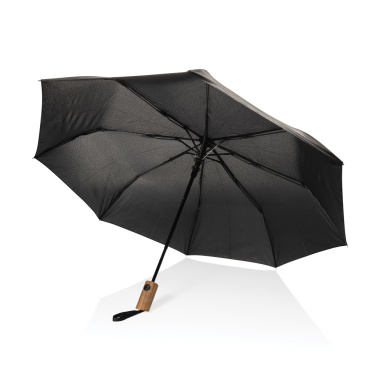 Logotrade promotional giveaways photo of: Kaycey 21" AWARE™ RPET Acacia wood mini auto open umbrella