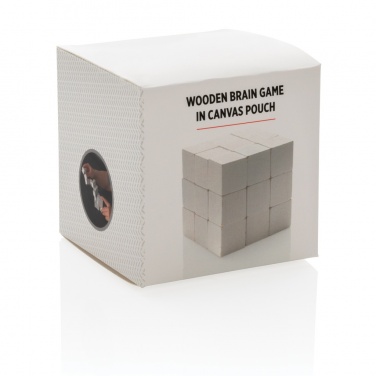 Logo trade promotional giveaways image of: Wooden brain game in canvas pouch