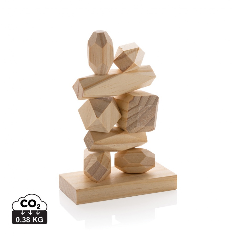 Logotrade promotional products photo of: Ukiyo Crios wooden balancing rocks in pouch