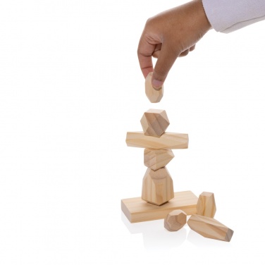 Logo trade promotional item photo of: Ukiyo Crios wooden balancing rocks in pouch