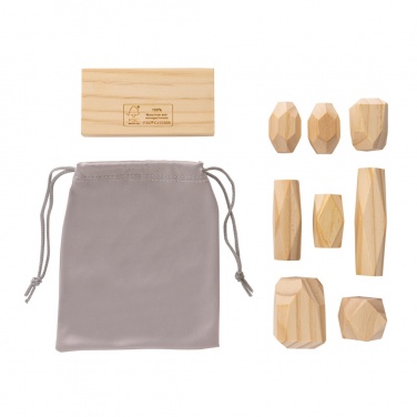 Logo trade promotional giveaway photo of: Ukiyo Crios wooden balancing rocks in pouch