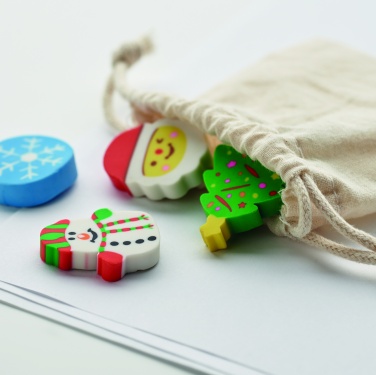 Logotrade promotional item image of: Set of 4 Christmas erasers