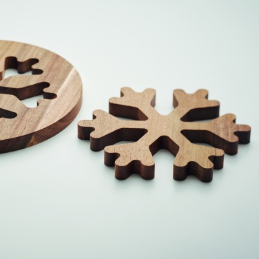 Logo trade promotional giveaway photo of: Acacia wooden pot holders set