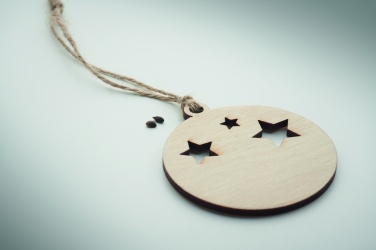 Logo trade promotional giveaways image of: Wooden bauble shape hanger