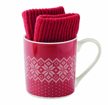 Logo trade promotional giveaways image of: Winter gift mug and gloves set