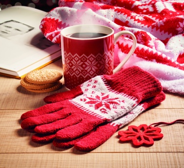 Logo trade promotional giveaways picture of: Winter gift mug and gloves set