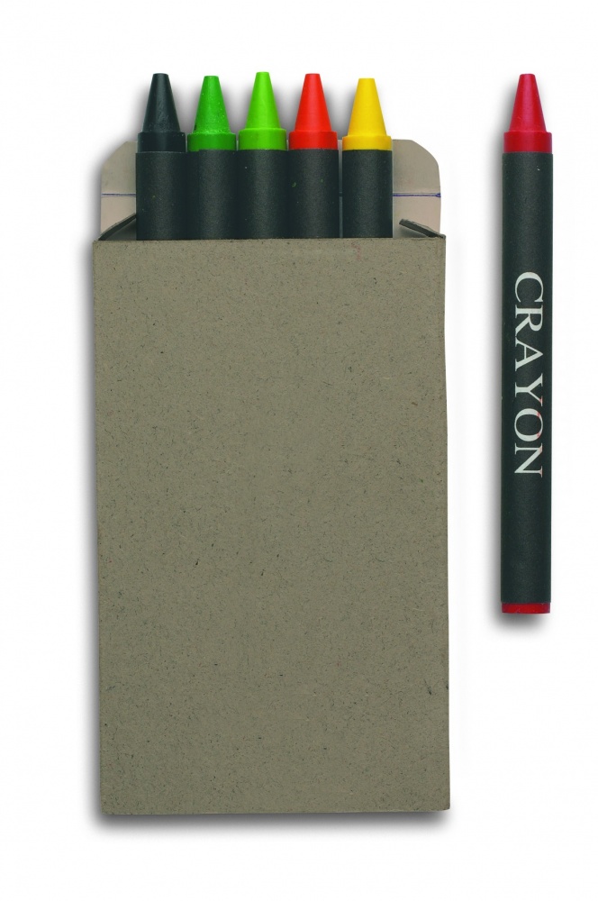 Logo trade promotional giveaways image of: Carton of 6 wax crayons