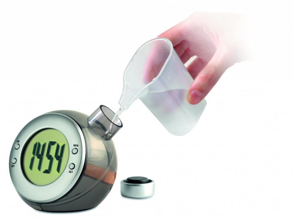 Logo trade business gift photo of: Water powered LCD desk clock