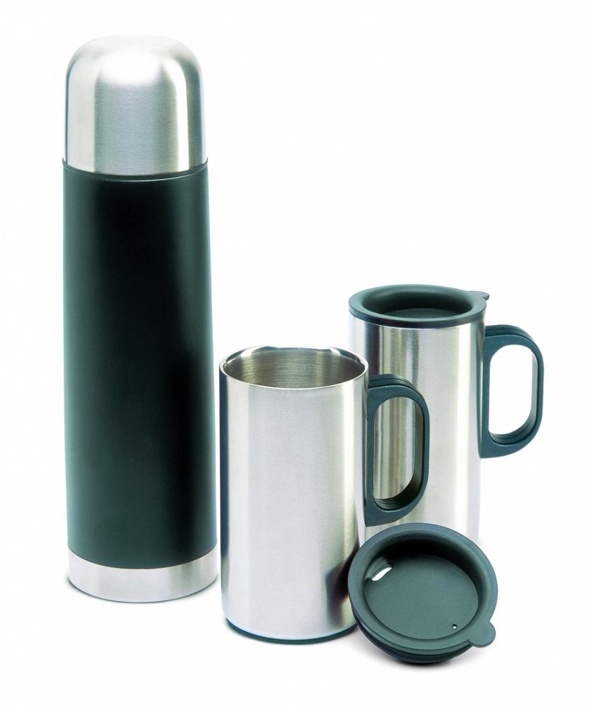Logo trade advertising products image of: Insulation flask with 2 mugs