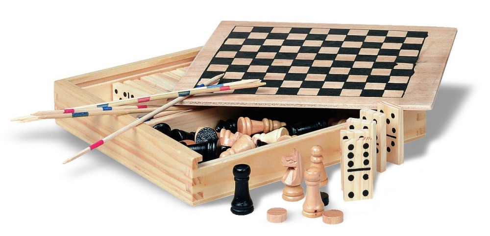 Logo trade promotional gift photo of: 4 games in wooden box
