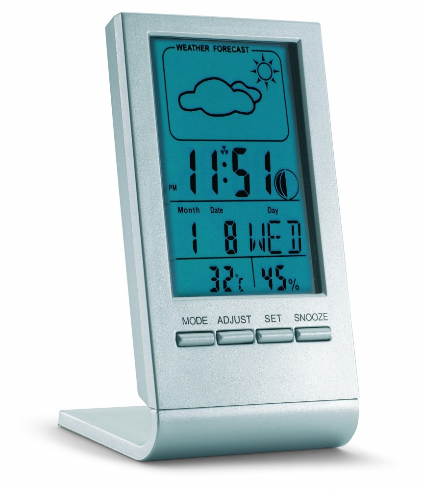Logo trade promotional giveaways image of: Weather station with blue LCD
