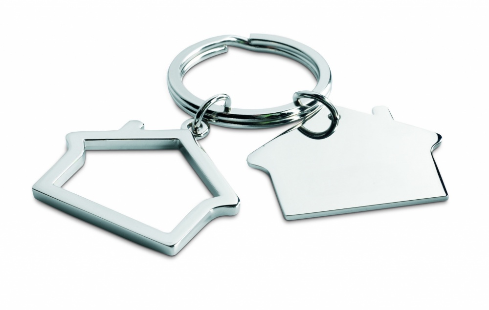 Logotrade promotional product picture of: Metal key ring house shape Jyvaskyla