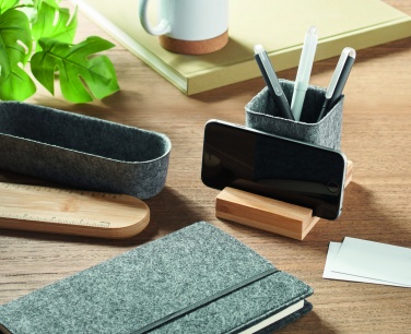 Logo trade promotional giveaways picture of: RPET felt pen pot phone stand