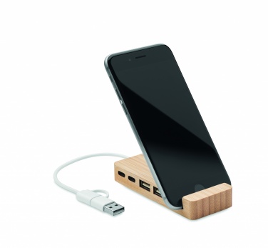 Logo trade corporate gift photo of: Bamboo USB 4 ports hub