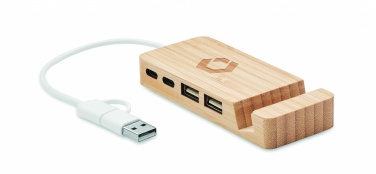 Logo trade promotional merchandise photo of: Bamboo USB 4 ports hub