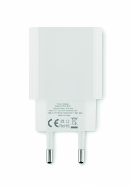 Logotrade promotional products photo of: 20W 2 port USB charger EU plug