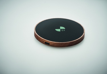 Logo trade promotional giveaways picture of: Wireless charger in acacia 15W