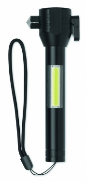 Logotrade advertising products photo of: 3-in-1 aluminum flashlight with an emergency hammer and seatbelt cutter, customizable with printing