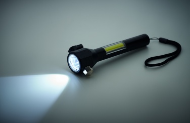 Logotrade promotional giveaway picture of: 3-in-1 aluminum flashlight with an emergency hammer and seatbelt cutter, customizable with printing