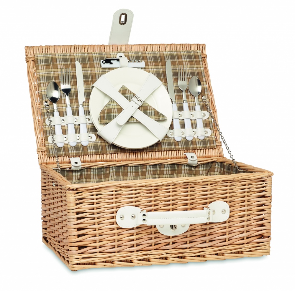 Logo trade promotional giveaways image of: Wicker picnic basket 2 people