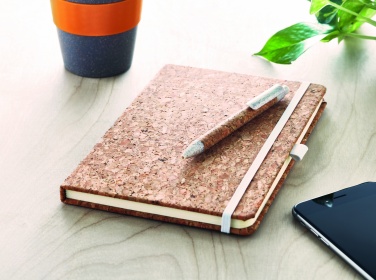 Logo trade promotional products image of: A5 cork notebook with pen