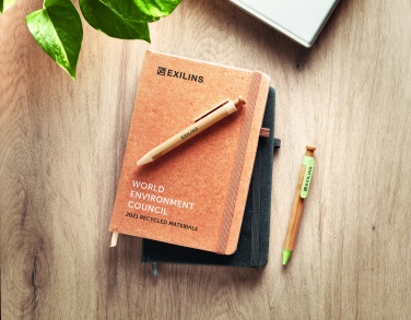 Logo trade promotional merchandise picture of: Recycled Leather A5 notebook