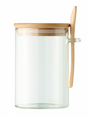 Logotrade promotional item picture of: Glass jar with spoon 600 ml