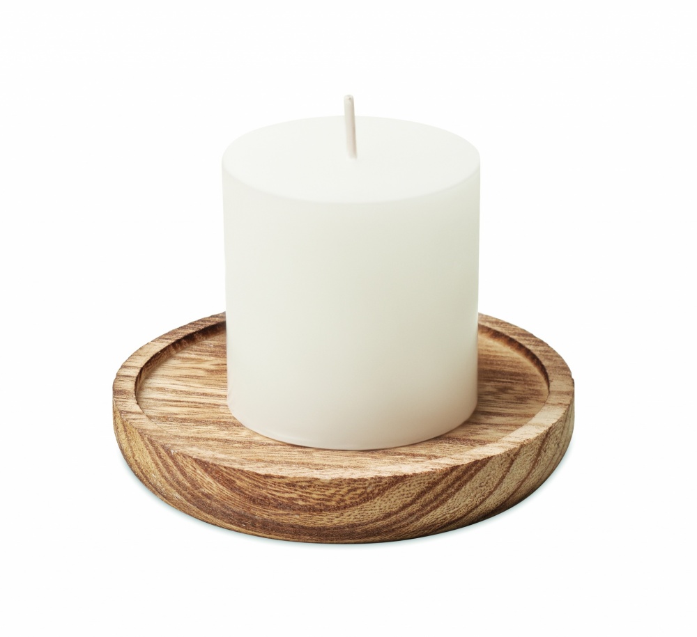 Logo trade promotional items picture of: Candle on round wooden base