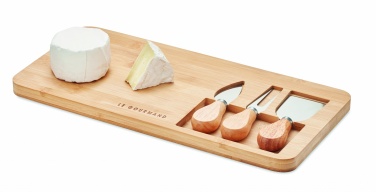 Logo trade promotional giveaways image of: Bamboo Cheese board set Leipzig