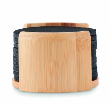 Logotrade promotional item image of: RPET coasters in bamboo holder