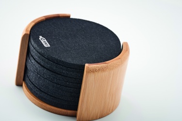 Logotrade promotional merchandise picture of: RPET coasters in bamboo holder
