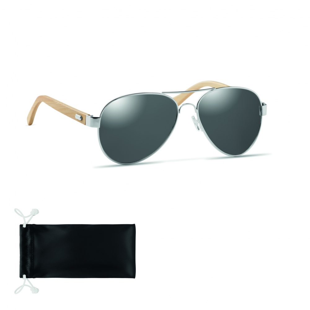 Logo trade promotional giveaway photo of: Bamboo sunglasses in pouch TARTU