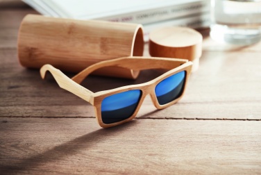 Logo trade corporate gifts picture of: Sunglasses and case in bamboo KEILA