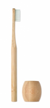 Logo trade promotional giveaway photo of: Bamboo tooth brush with stand