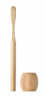 Logo trade promotional item photo of: Bamboo tooth brush with stand
