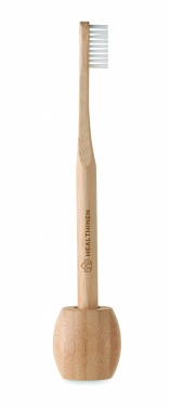 Logo trade corporate gifts picture of: Bamboo tooth brush with stand