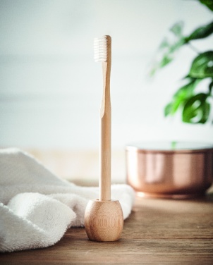 Logo trade advertising products image of: Bamboo tooth brush with stand