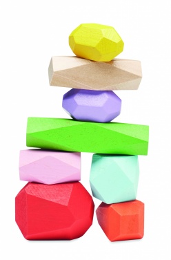 Logo trade promotional merchandise picture of: 8 stacking wood rocks in pouch