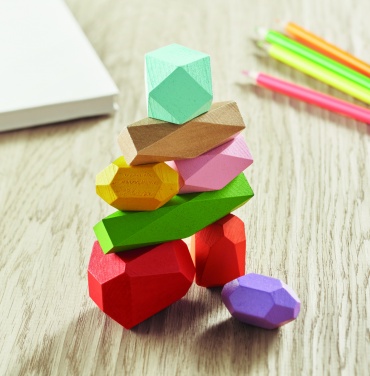 Logo trade promotional products image of: 8 stacking wood rocks in pouch