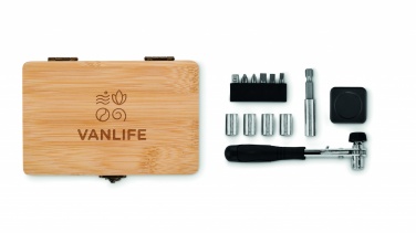 Logo trade advertising product photo of: 13 piece tool set, bamboo case
