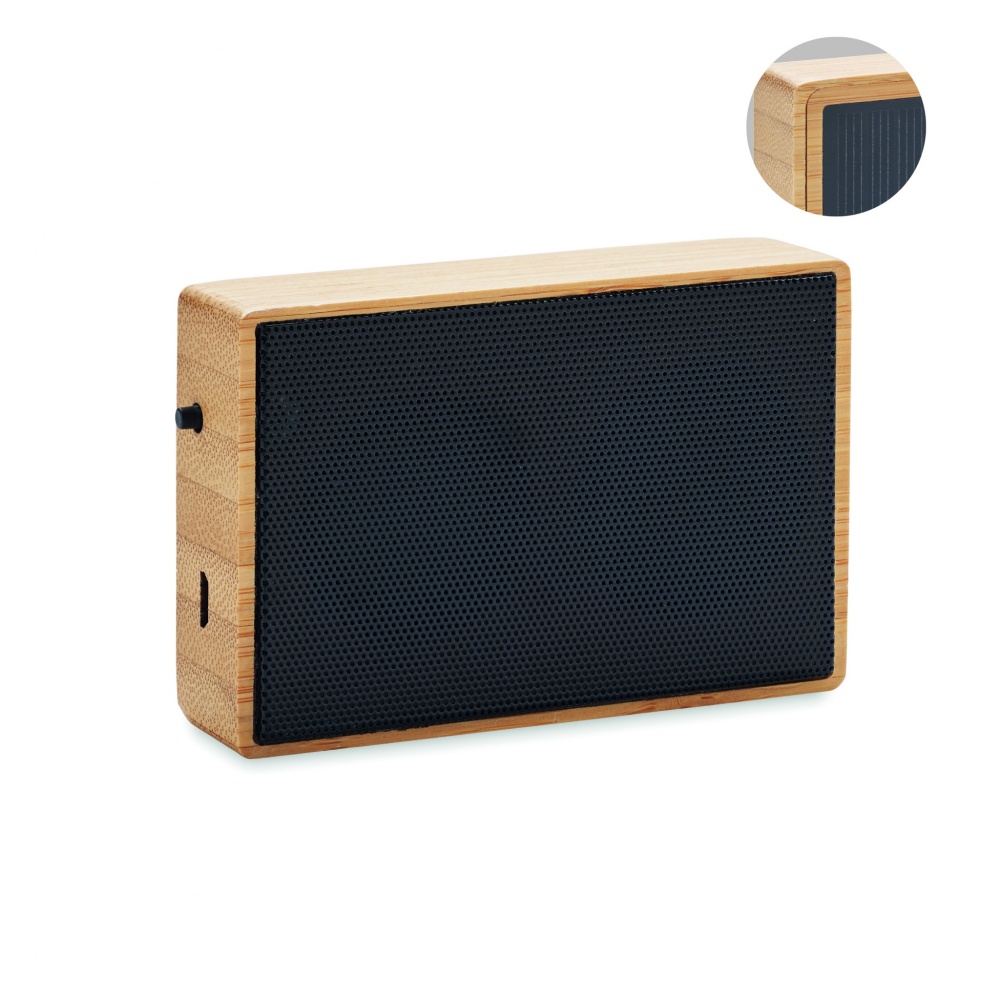 Logo trade advertising products image of: Solar bamboo wireless speaker