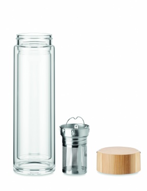 Logo trade promotional merchandise picture of: Double wall glass bottle 400ml Berlin