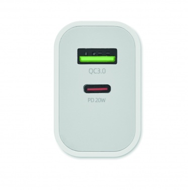 Logo trade advertising products picture of: 18W 2 port USB charger EU plug