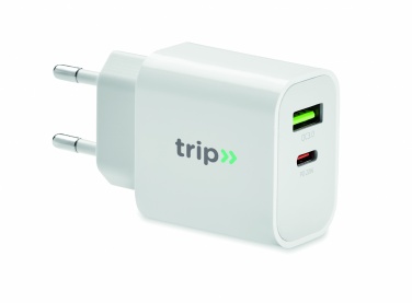 Logotrade advertising product image of: 18W 2 port USB charger EU plug